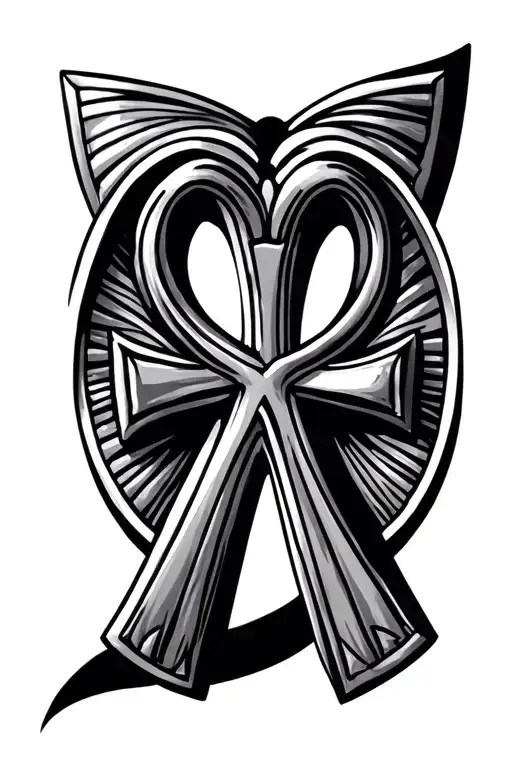 ankh with cute squiggly lines representing tattoo design idea