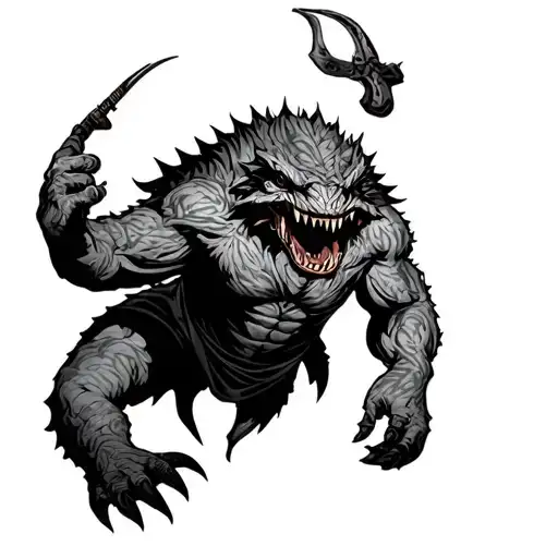 a hunter monster hungering a clothes tattoo design idea