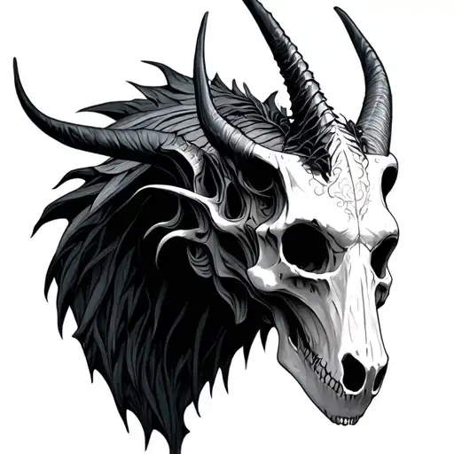 thestral head with memento mori written underneath tattoo design idea