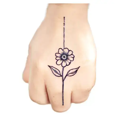 flower on my middle finger tattoo design idea