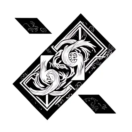 Chinese 5 Elements pentagon tattoo design idea