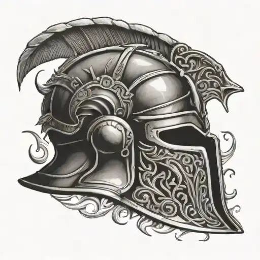 Roman helmet gladiator style tattoo design idea