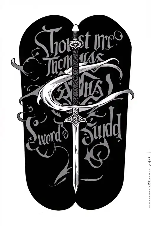 sword & Thomas text tattoo design idea