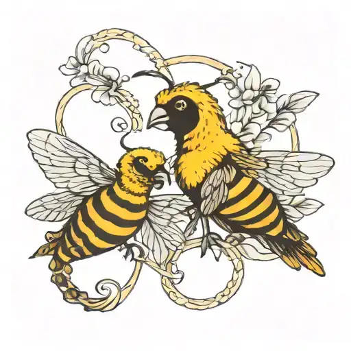 Dodo Bird, Honey Bee, Infinity symbol intertwined tattoo design idea
