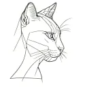 cat head in thin black lines only tattoo design idea
