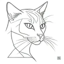 cat head in thin black lines only tattoo design idea