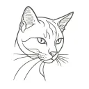 cat head in thin black lines only tattoo design idea