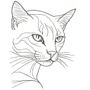 cat head in thin black lines only tattoo design idea