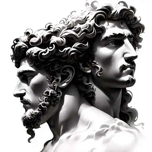 Greek God Adonis and aphrodities tattoo design idea