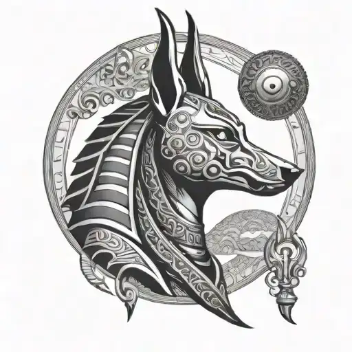 Anubis and the Eye of Ra tattoo design idea