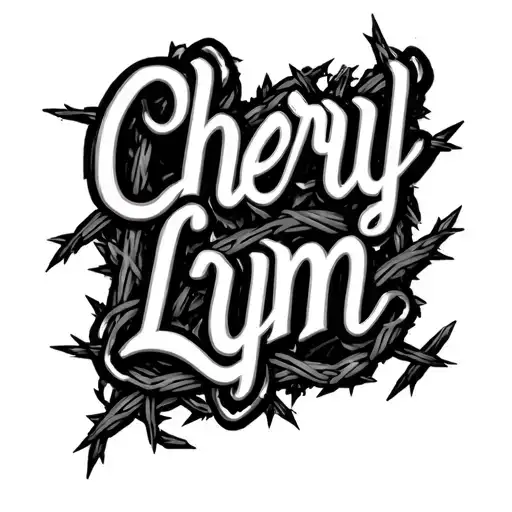 "Cheryl-Lynn" barbed wire name tattoo tattoo design idea