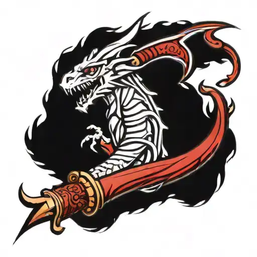 Create an old school runescape tattoo that encompasses dragon dagger poisoned, dragon scimitar, wise old man magic tattoo design idea