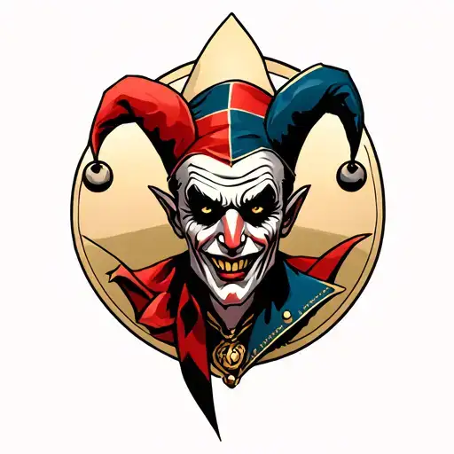 evil court jester tattoo design idea