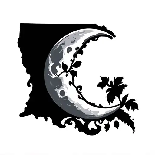 Louisiana state shaped moon tattoo design idea
