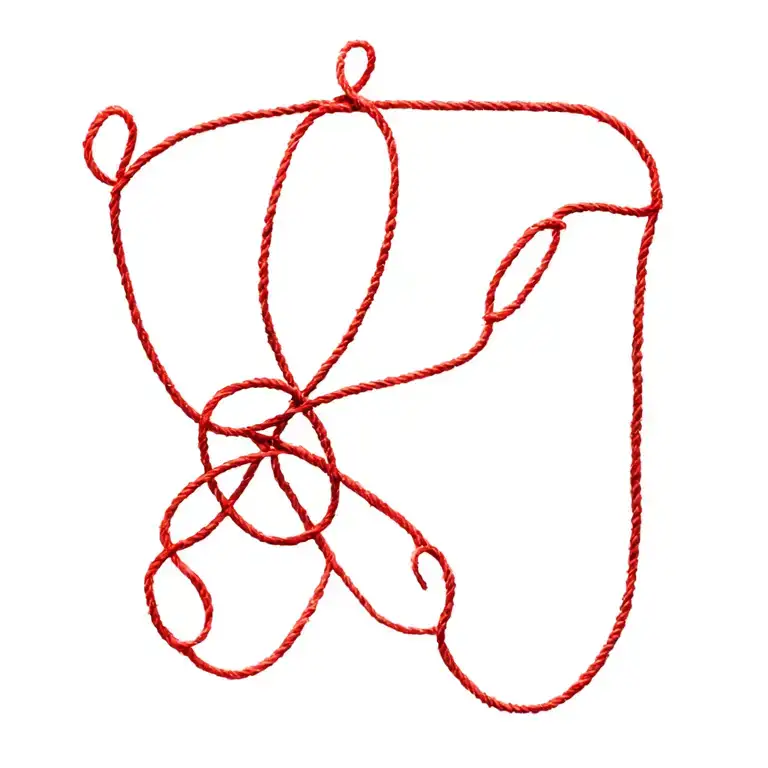 Red String with protection runes tattoo design idea