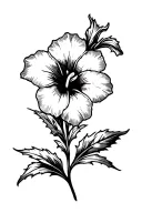 Holly, iris, morning glory flower tattoo design idea
