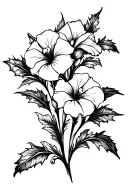 Holly, iris, morning glory flower tattoo design idea