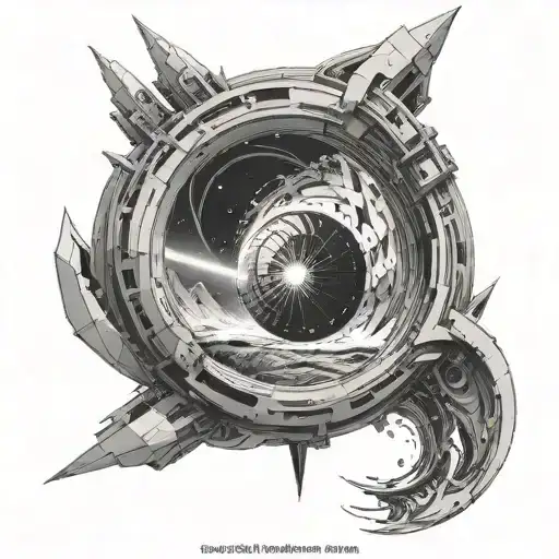 wormhole from the movie interstellar with reality warping tattoo design idea