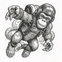 skydiving monkey holding tattoo design idea