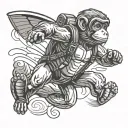 skydiving monkey holding tattoo design idea