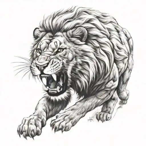 Aston Villa roaring lion tattoo black and white tattoo design idea