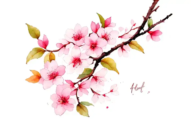 willow branch and sakura branch tattoo design idea