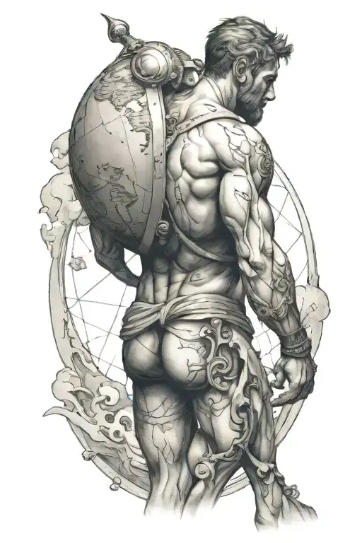 Atlas carrying the world on his back tattoo design idea