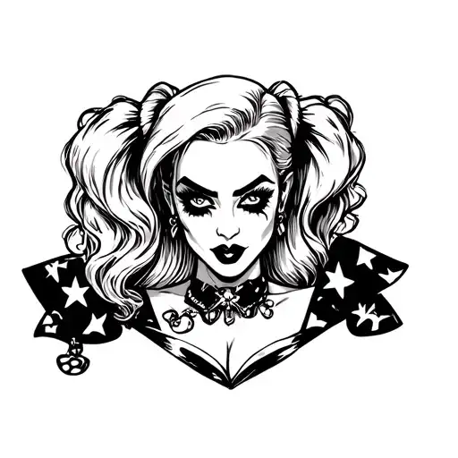 Harley quinn simple line drawing tattoo design idea