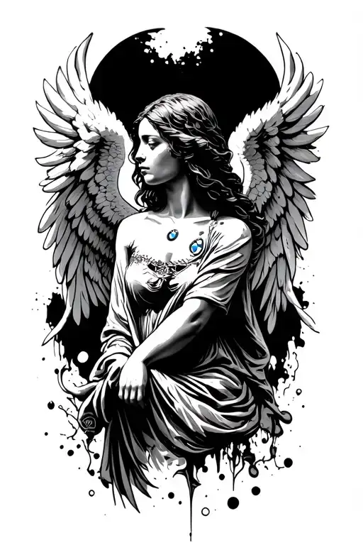 angel thats saved me from dieing in car crash in bmw e46 tattoo design idea