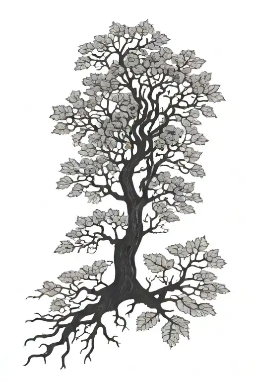 dead poison oak tree with shadows projected with no leaves tattoo design idea