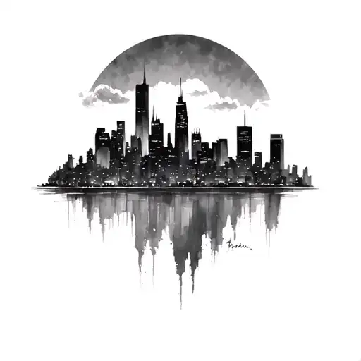 Gotham City skyline tattoo design idea