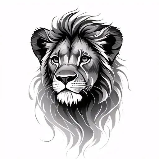 An abstract lion cub with fine gradient lines. tattoo design idea