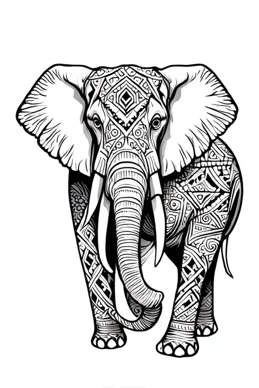 Elephant geometric design tattoo design idea