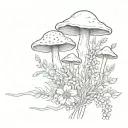 axe heather wild flowers mushrooms tattoo design idea