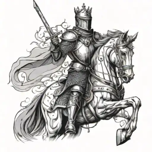 i want to create a knight with a crown, just his face with some fire tattoo design idea