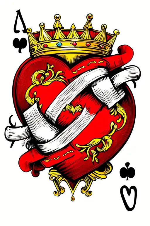 king of hearts one heart tattoo design idea