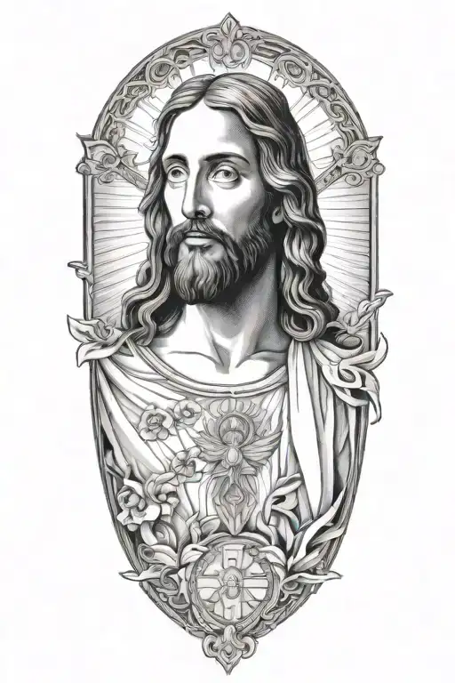 jesus background tattoo design idea