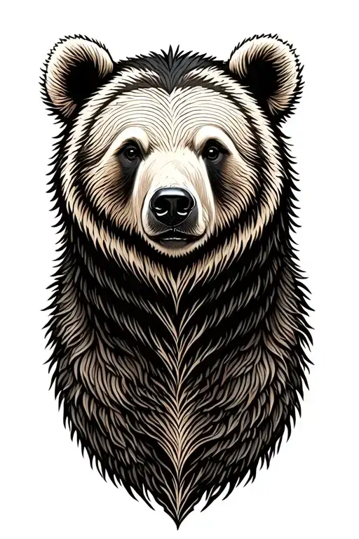 bear head with floppy right ear tattoo design idea