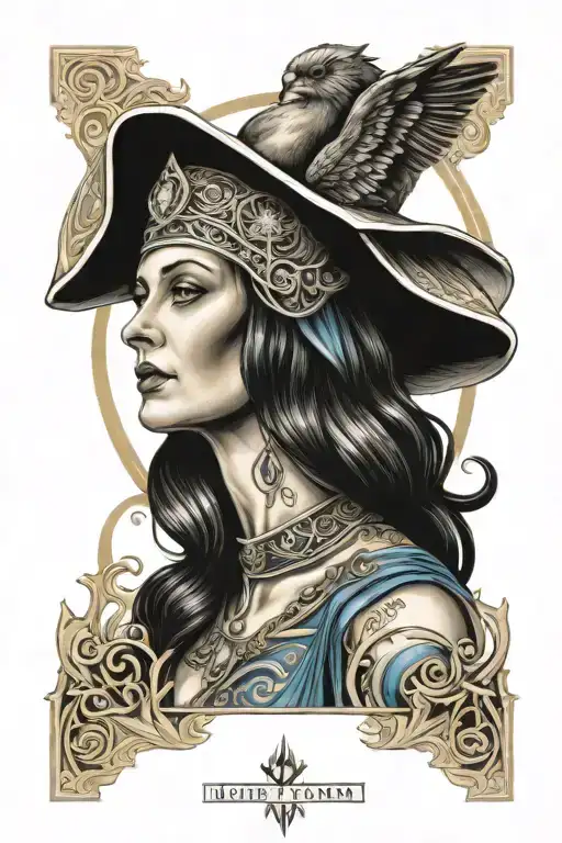 high priestess tarot card tattoo design idea