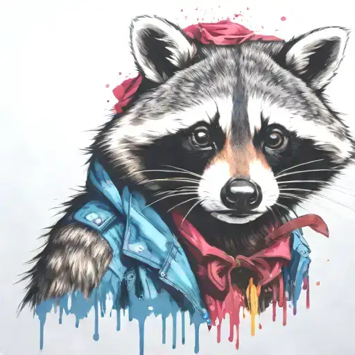 spray paint raccoon tattoo design idea