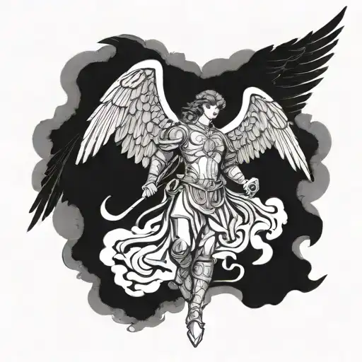 archangel Michael extending wings tattoo design idea