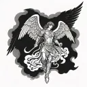 archangel Michael extending wings tattoo design idea