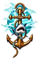 shark anchor pirates thunder tattoo design idea