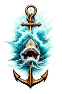 shark anchor pirates thunder tattoo design idea