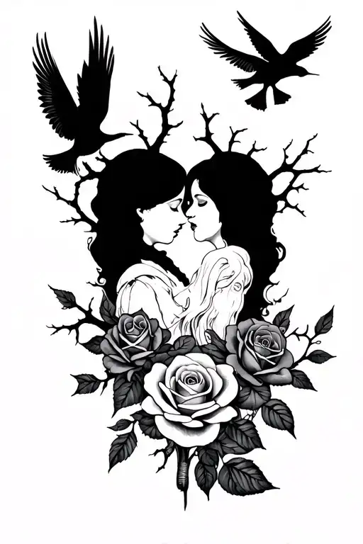 passed away sister and brother names Brandelyn Rose and Brandon Jeffery with thorns, clouds, doves, roses, Jan 18 2010 tattoo design idea