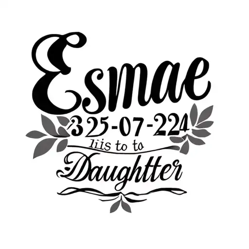 "Esmae 25-07-2024" "Esmae 25-07-2024" "(Esmae 25-07-2024)" clean forearm tattoo design for a father dedicated to his daughter tattoo design idea