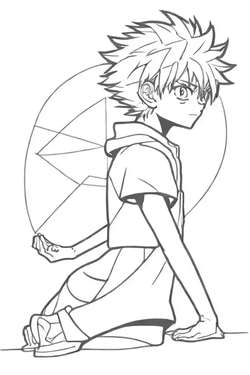 An abstract representation of Killua from hunter x hunter tattoo design idea