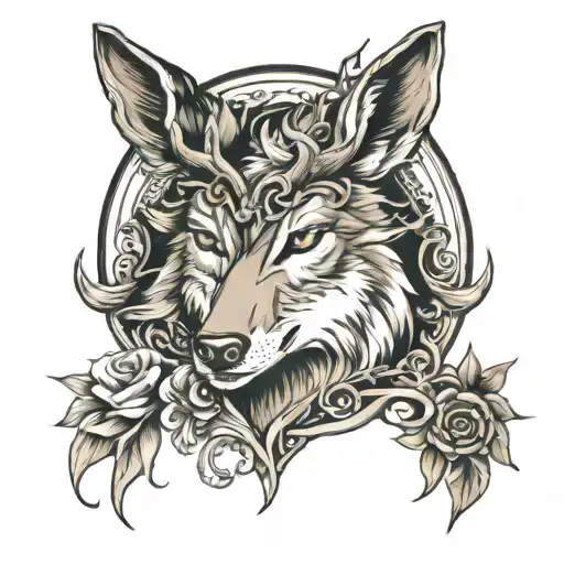 male deer and female wolf memorial tattoo design tattoo design idea