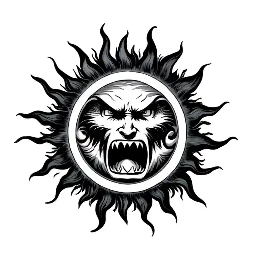 angry sun tattoo design idea