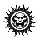 angry sun tattoo design idea